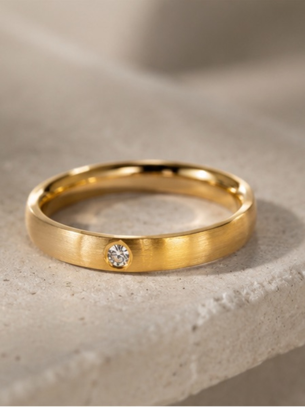 3 for $30 💦 Watetproof💦 Gold Pavé Single Stone Band Ring - Women Jewelry